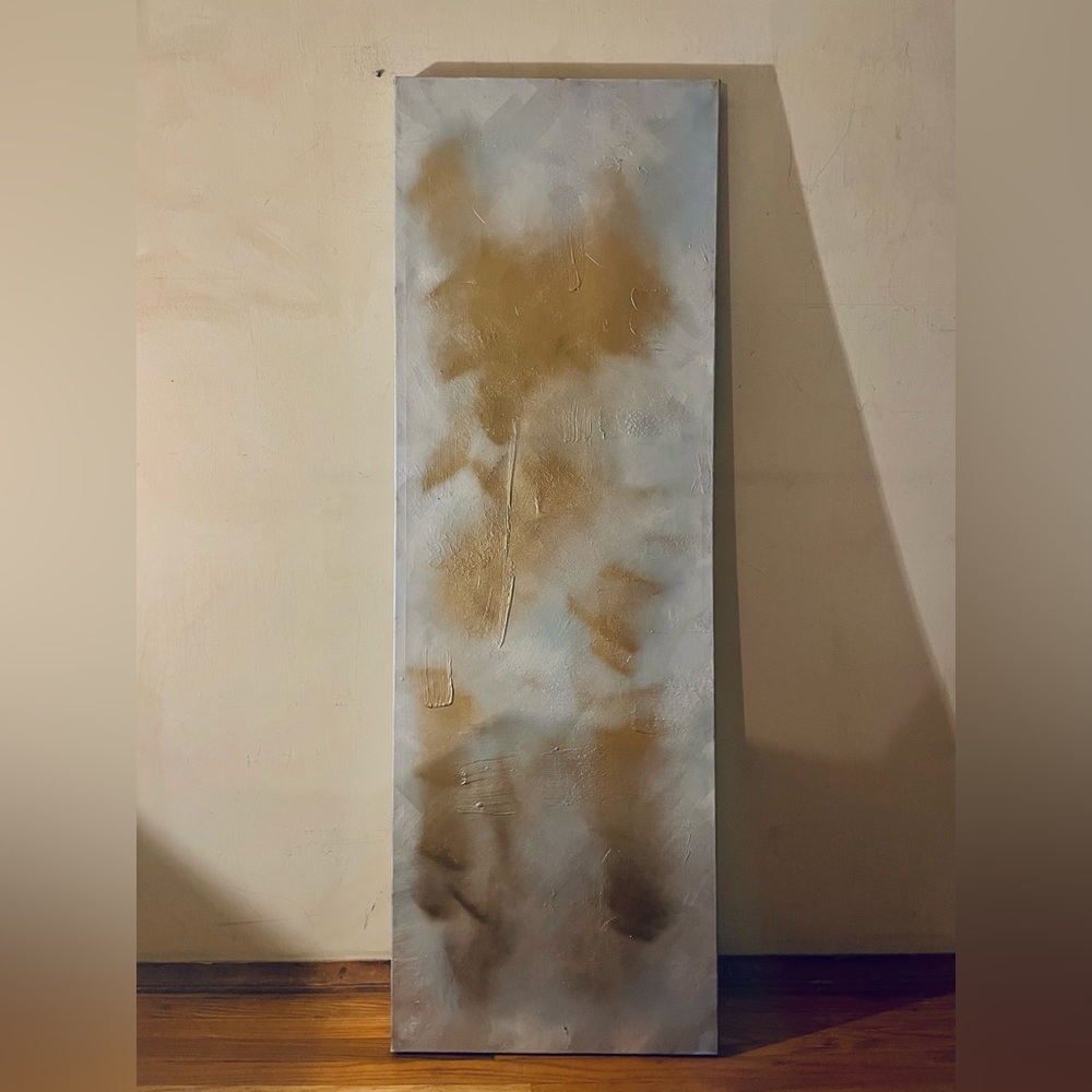 Gray, silver & gold large painting